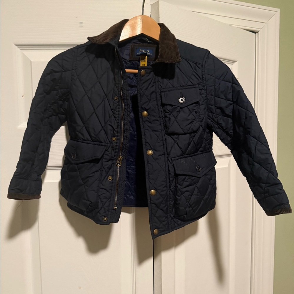 Ralph Lauren Navy Quilted Jacket with Brown Collar